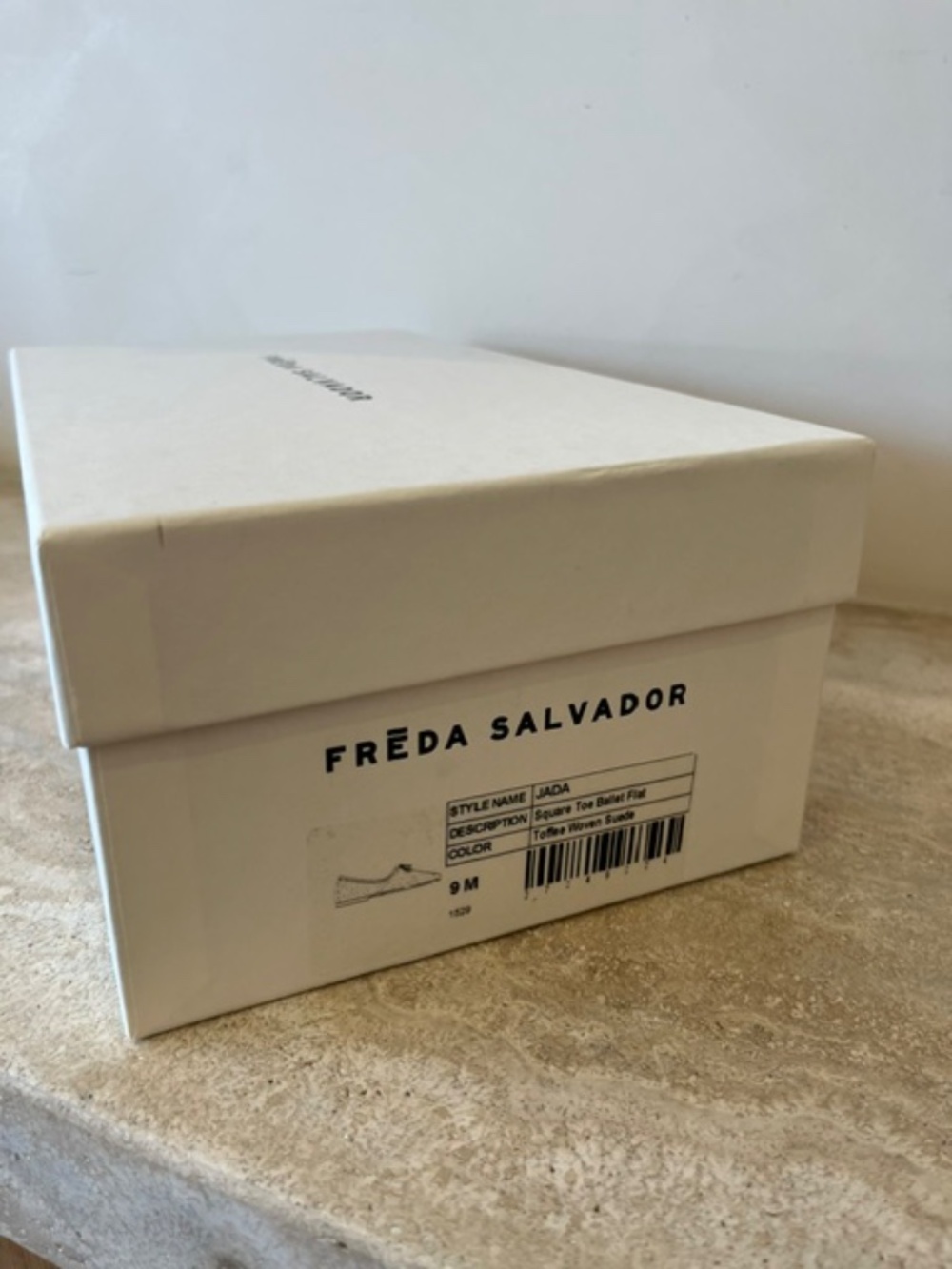 Frēda Salvador, Jada Square Toe Ballet Flat, Size 9, Toffee Woven Suede - Picture 4 of 5